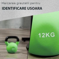 HOMCOM gantera Kettlebelle acoperit cu neopren, fonta solida, 12 kg, verde(m-5)