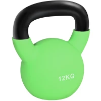 HOMCOM gantera Kettlebelle acoperit cu neopren, fonta solida, 12 kg, verde(m-1)
