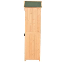 Outsunny® Gartenhaus Gerätehaus Geräteschuppen mit Fachböden Asphaltdach Fenster Holz Natur 77 x 54,2 x 179 cm(m-5)