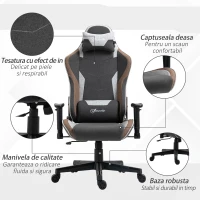 Vinsetto Scaun Gaming Racing 360° – Rabatabil, Pivotant & Tetiera(m-8)