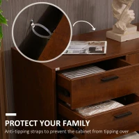 HOMCOM Dulap tip bufet rustic, dulap de bucatarie cu usi, 3 sertare si rafturi reglabile pentru living, sufragerie, maro(m-7)