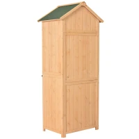 Outsunny® Gartenhaus Gerätehaus Geräteschuppen mit Fachböden Asphaltdach Fenster Holz Natur 77 x 54,2 x 179 cm(m-6)