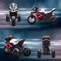 HOMCOM Motocicleta electrica pentru copii BMW HP4 cu licenta cu 3 roti 6V Motocicleta alimentata cu baterii cu muzica pentru fete baieti 18 - 60 luni, rosu(m-9)