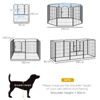 PawHut 8 Panels Heavy Duty Puppy Playpen, for Large, Medium Dogs, Indoor and Outdoor Use - Black(m-3)