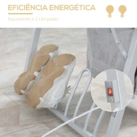 HOMCOM Estendal Elétrico Dobrável de 2 Níveis 210W Secador de Roupa com Suporte para 2 Sapatos 66x64x101cm Prata(m-7)
