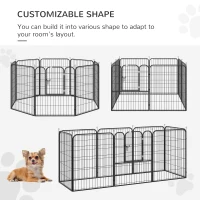 PawHut 8 Panels Heavy Duty Puppy Playpen, for Large, Medium Dogs, Indoor and Outdoor Use - Black(m-4)