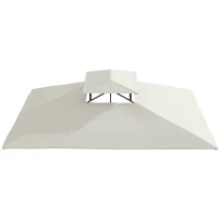 Outsunny Toldo de Substituição 4x3m para Pérgola de Jardim 2 Níveis Respirável com 8 Orifícios de Drenagem Cobertura Superior de Substituição para Pérgola Exterior Bege(m-7)
