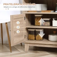 HOMCOM Aparador de Cozinha com 2 Portas de Vime 3 Gavetas e Prateleira Aberta Móvel Buffet Auxiliar 110x40x76cm Carvalho(m-7)