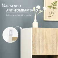 HOMCOM Armário de Sala de Estar com 3 Portas e 6 Compartimentos Móvel Auxiliar com Pés Elevados 81x43x135cm Carvalho e Branco(m-6)