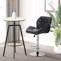 HOMCOM PU Leather Rhombus Design Bar Stool with Adjustable Height Black(m-10)