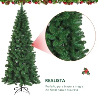 HOMCOM Árvore de Natal Artificial 210cm Ignífugo com 631 Ramos de PVC e Suporte de Metal Decoração de Natal para Interiores Verde(m-6)