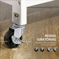 HOMCOM Carrinho de Cozinha com Rodas 1 Gaveta Prateleiras Suporte para 4 Garrafas e Armário Carga 40kg 76x48x88cm Branco e Cinza(m-6)