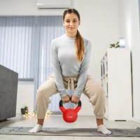 HOMCOM gantera Kettlebelle acoperit cu neopren, fonta solida, 10 kg, rosu(m-10)