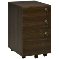 Vinsetto Dulap de birou cu incuietoare, Dulap mobil cu 3 sertare cu bare de suspendare pentru fisiere, maro(m-1)