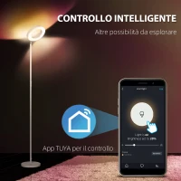 HOMCOM Lampada da Terra compatibile con Alexa e Google Home, con Luce RGB, in Acciaio, Φ25x168 cm, Bianca(m-5)