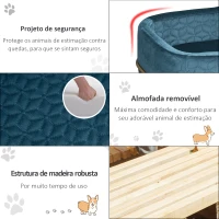 PawHut Sofá para Animais de Estimação em Veludo Cama para Cães e Gatos Pequenos com Almofada Suave Lavável Base de Metal e Bordas Elevadas 63,5x43x24,5cm Azul(m-6)