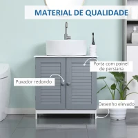 kleankin Móvel para Lavatório Pousar Armário para Casa de Banho com 2 Portas e Prateleira Interior Ajustável 60x30x60cm Branco(m-6)
