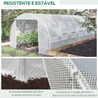 Outsunny Estufa Tipo Túnel de Jardim 6x3x2m com Porta Enrolável 12 Janelas Cobertura de PE 140g/m² e Metal Galvanizado para Cultivos de Plantas Verduras Branco(m-7)
