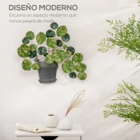 HOMCOM Decoración de Pared de Metal 3D de Planta con Maceta Adorno de Pared Metálico para Salón 46x38 cm Verde y Negro(m-4)