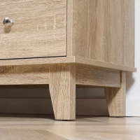 HOMCOM Aparador de Cozinha com 2 Portas de Vime 3 Gavetas e Prateleira Aberta Móvel Buffet Auxiliar 110x40x76cm Carvalho(m-9)