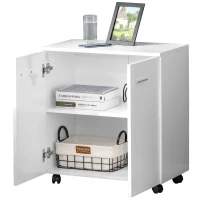 HOMCOM comoda TV, roti incluse, 60x35x65cm, alba(m-13)