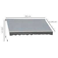 Outsunny Toldo Manual Retrátil com Manivela 295x245cm Toldo Enrolável Alumínio com Proteção Solar para Janela Portas Balcão Terraço Exterior Cinza(m-3)