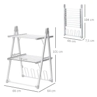 HOMCOM Estendal Elétrico Dobrável de 2 Níveis 210W Secador de Roupa com Suporte para 2 Sapatos 66x64x101cm Prata(m-3)