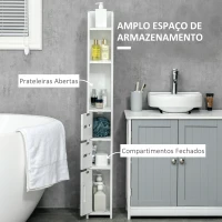 kleankin Coluna Casa de Banho com 3 Portas e 3 Prateleiras Abertas Coluna Auxiliar  Estilo Moderno 15x17x120cm Branco(m-4)
