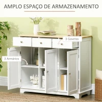 HOMCOM Aparador de Cozinha com 3 Gavetas 3 Portas e Prateleiras Ajustáveis Móvel Auxiliar de Armazenamento 101x40x85cm Branco(m-4)
