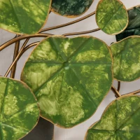 HOMCOM Decoración de Pared de Metal 3D de Planta con Maceta Adorno de Pared Metálico para Salón 46x38 cm Verde y Negro(m-8)