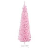 HOMCOM Árvore de Natal Artificial 180cm Ignífugo com 390 Ramos de PVC e Suporte de Metal Decoração de Natal para Interiores Rosa(m-10)