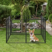 PawHut 8 Panels Heavy Duty Puppy Playpen, for Large, Medium Dogs, Indoor and Outdoor Use - Black(m-12)