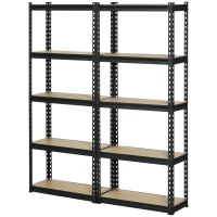 HOMCOM Raft de depozitare cu 5 niveluri, set de 2, negru si maro(m-11)