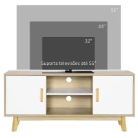 HOMCOM Móvel de TV para Televisores de até 55 Polegadas com 2 Gavetas 2 Prateleiras e 2 Armários120x40x55cm Madeira e Branco(m-7)