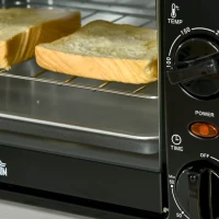 HOMCOM Mini Forno Elétrico 10 Litros 750W com Temperatura até 230°C Temporizador 60 Minutos Bandeja e Grade 36,5x26x22cm Preto(m-9)