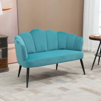 HOMCOM Canapea 132 cm pentru dormitor, mobilier modern din catifea, canapea mica tapitata pentru spatii mici, verde(m-9)