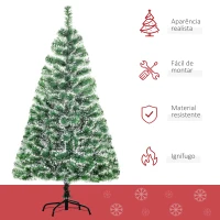 HOMCOM Árvore de Natal Artificial 150cm com 416 Ramos e Suporte de Metal Decoração Interior Sala de Estar Festas Ø75x150cm Verde(m-4)