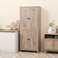 Homcom Bufet Lemn Natural – 4 Usi cu Rafturi Reglabile(m-10)