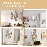 HOMCOM Libreria Moderna Sospesa con 5 Cubi Intrecciati in Legno, 49.5x10.2x86cm, Bianco(m-6)