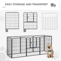 PawHut 8 Panels Heavy Duty Puppy Playpen, for Large, Medium Dogs, Indoor and Outdoor Use - Black(m-6)