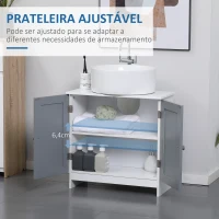 kleankin Móvel para Lavatório Pousar Armário para Casa de Banho com 2 Portas e Prateleira Interior Ajustável 60x30x60cm Branco(m-5)