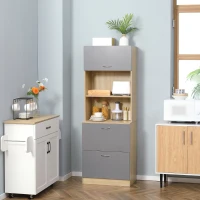 HOMCOM Bufet cu 1 dulap extensibil, 2 sertare si blat lat, gri(m-10)