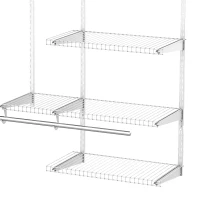 HOMCOM Set Appendiabiti a Muro con 5 Mensole e 3 Barre per Cabina Armadio Salvaspazio, Bianco(m-9)