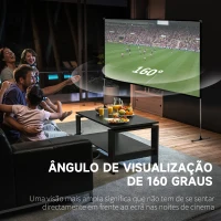 HOMCOM Tela de Projeção com Suporte 80 Polegadas Tela de Projeção Dobrável Formato 16:9 com Bolsa de Transporte para Cinema em Casa Exterior Festas 187x50x167,5cm Branco(m-4)