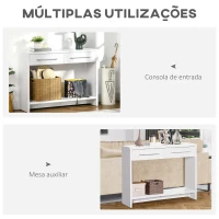 HOMCOM Mesa Consola com 2 Gavetas Prateleira de Armazenamento Móvel de Entrada Estilo Moderno Carga 50kg 101,6x28x76,2cm Branco(m-6)