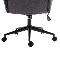 HOMCOM Linen Office Chair, Mid Back Computer Desk Chair with Adjustable Height, Grey(m-9)