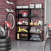 HOMCOM Raft de depozitare cu 5 niveluri, set de 2, negru si maro(m-10)