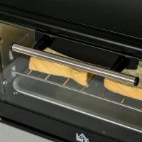 HOMCOM Mini Forno Elétrico 10 Litros 750W com Temperatura até 230°C Temporizador 60 Minutos Bandeja e Grade 36,5x26x22cm Preto(m-8)