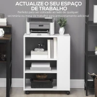 Vinsetto Armário para Impressora Móvel Auxiliar de Escritório com Rodas e Prateleiras Abertas Carga Máxima 30kg 60x40x75,8cm Branco(m-5)