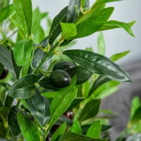 Outsunny Planta Artificial com Altura 120cm Oliveira Artificial com 1080 Azeitonas Folhas Realistas e 108 Frutos Decoração Verde(m-8)